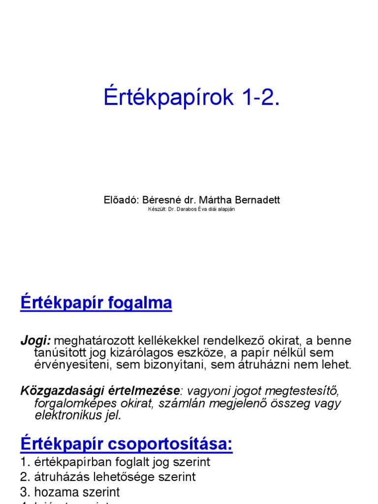 Ea Értékpapírok Egybe 2022 | PDF