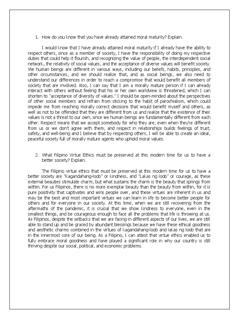 Ethics Moral Maturity PDF Morality Social Institutions