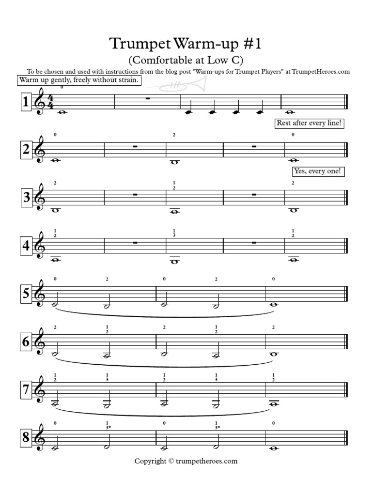 Trumpet Warm Up 1 Trumpet Heroes Jim Howie PDF