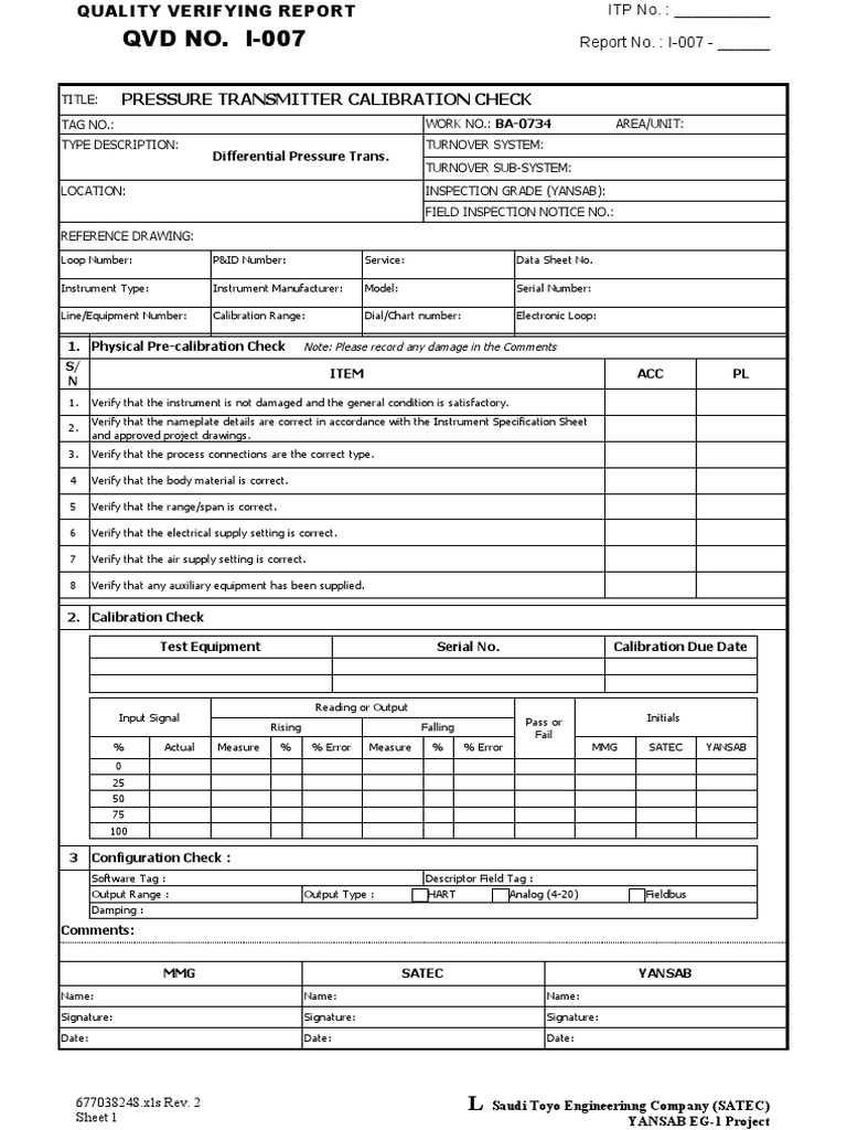 I007 DP Transmitter Calibration Check PDF Calibration Computer