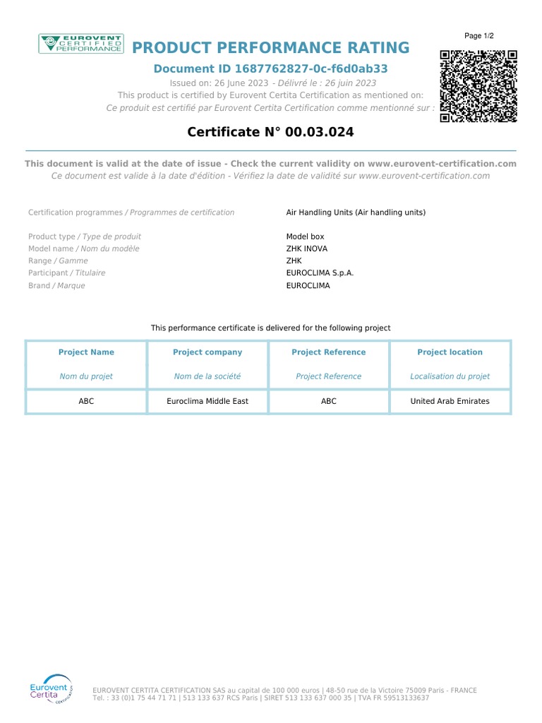 Image showcasing ZHK Inova Performance Certification | PDF | Thermal Insulation ...