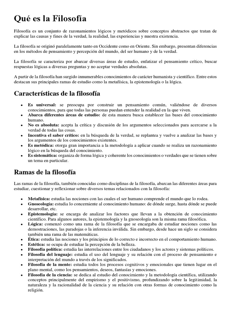 Que Es La Filosofia | PDF | Conocimiento | Verdad