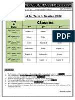 Date Sheet TERM 1 2022