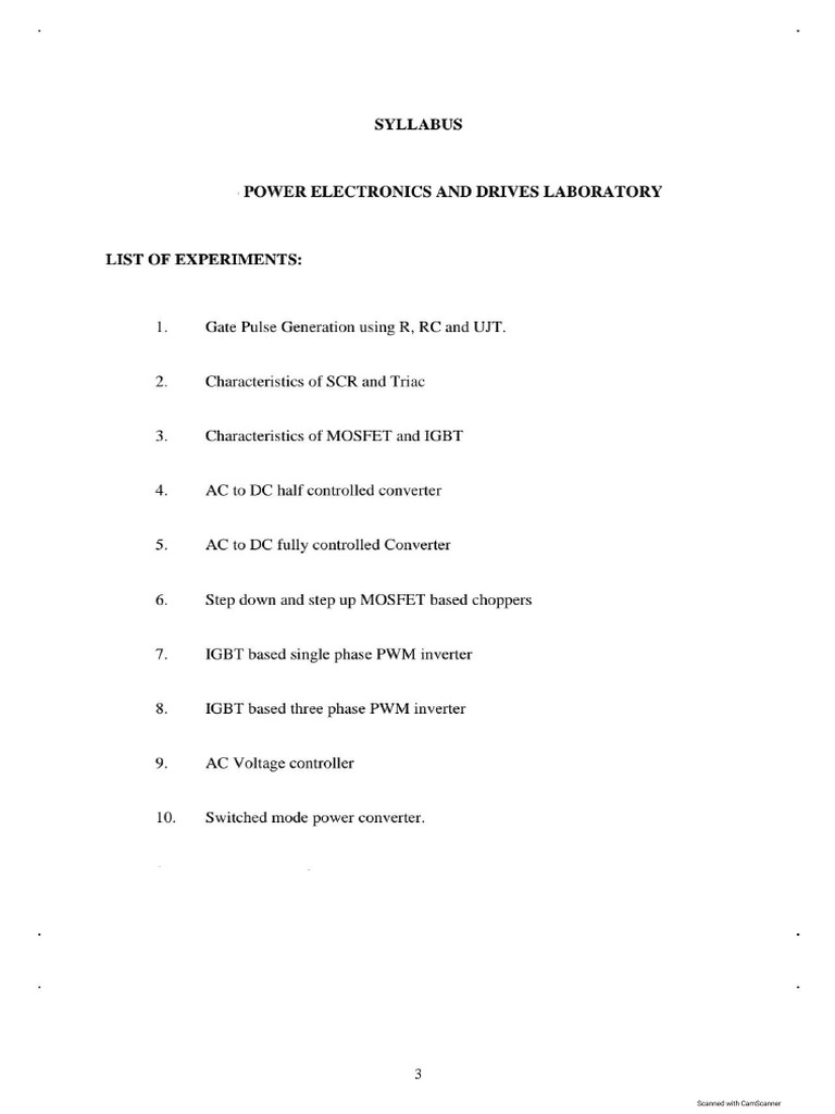 Power Electronics and Drives LAB MANUAL1 PDF