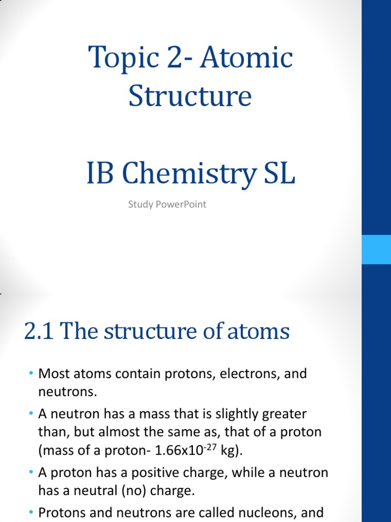IB Chemistry: Atomic Structure Overview | PDF | Electromagnetic ...
