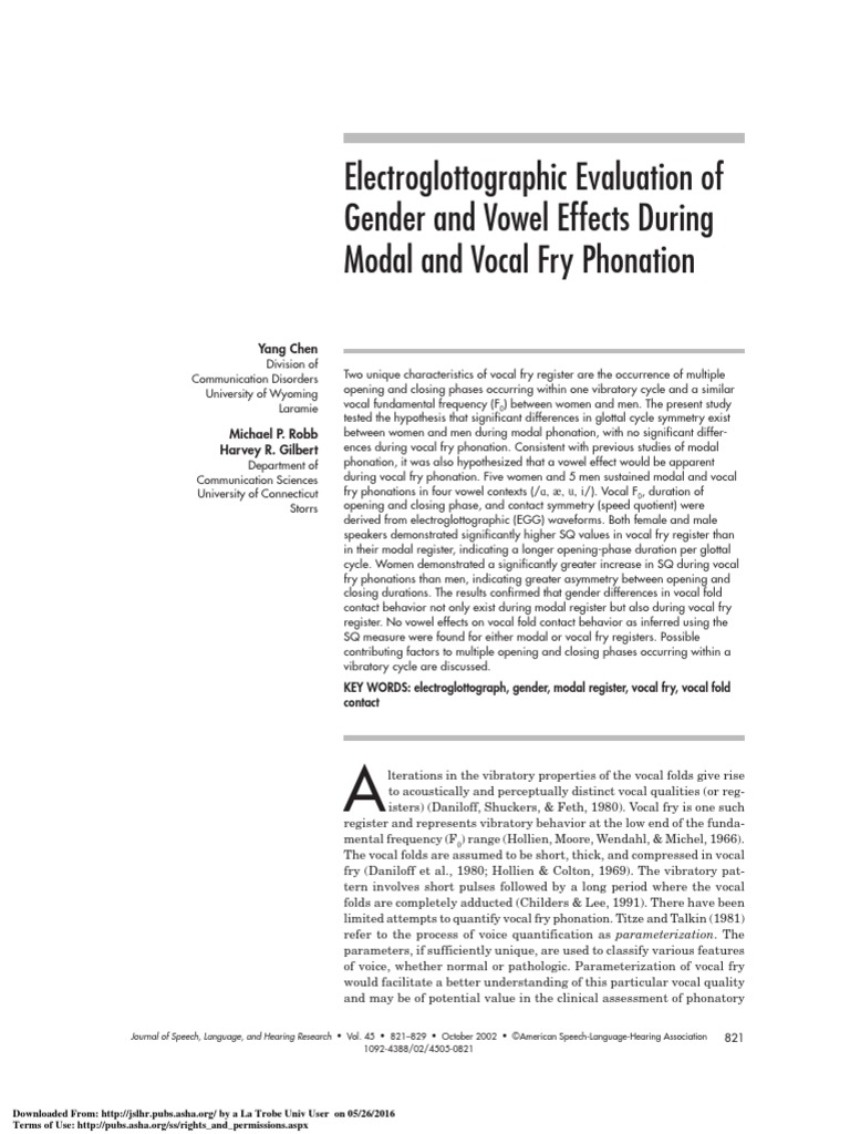 Electroglottographic Evaluation of Gender and Vowel Effects During