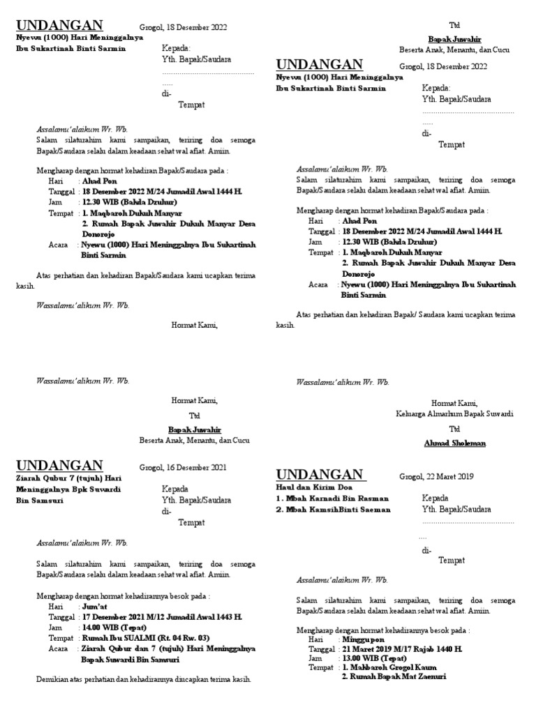 Undangan Haul | PDF