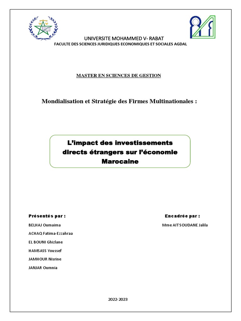 Impact des IDE sur l'économie marocaine | PDF | Globalisation | Maroc