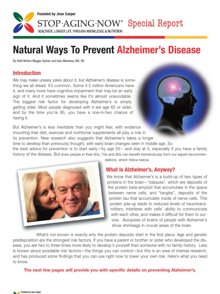 Natural Ways To Prevent: Alzheimer's Disease | PDF