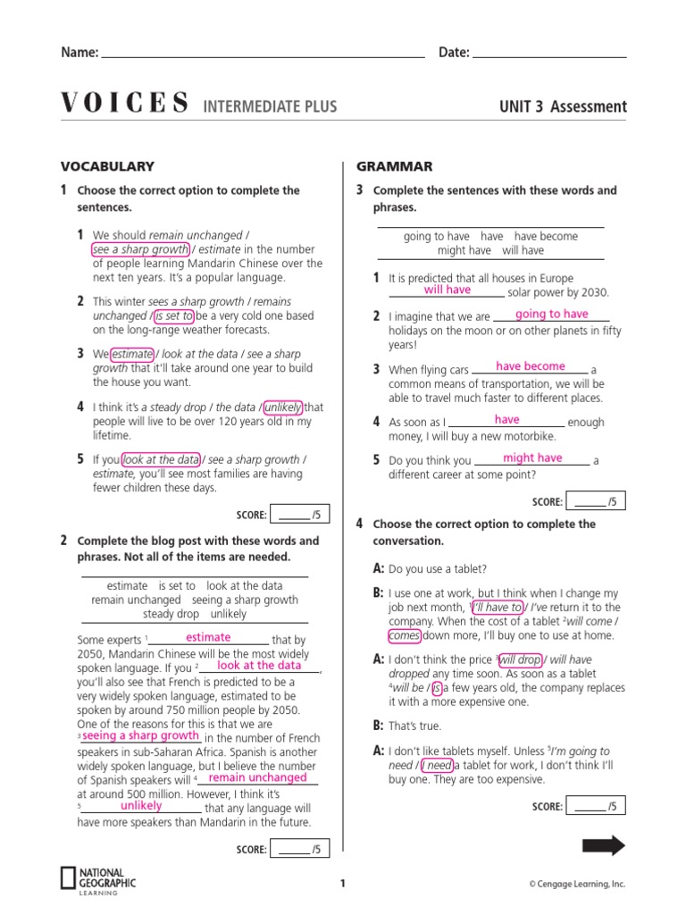 Voices intermediate plus u03 test answer key pdf compact disc