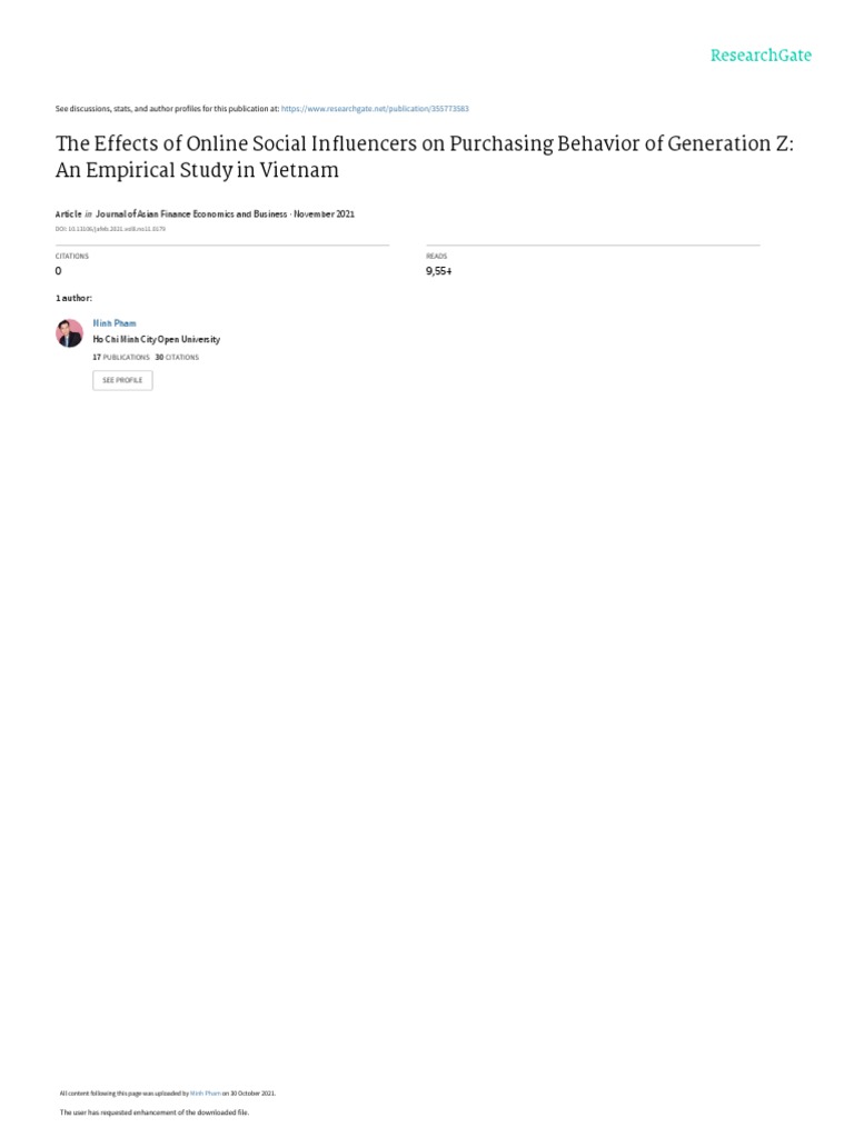 The Effects of Online Social in Uencers On Purchasing Behavior of ...