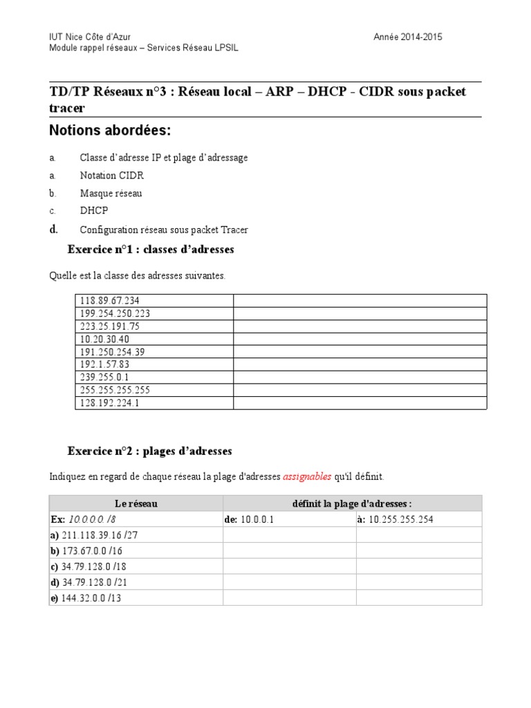 Configuration Réseau et Services IP | PDF | Adresse IP | Ingénierie ...