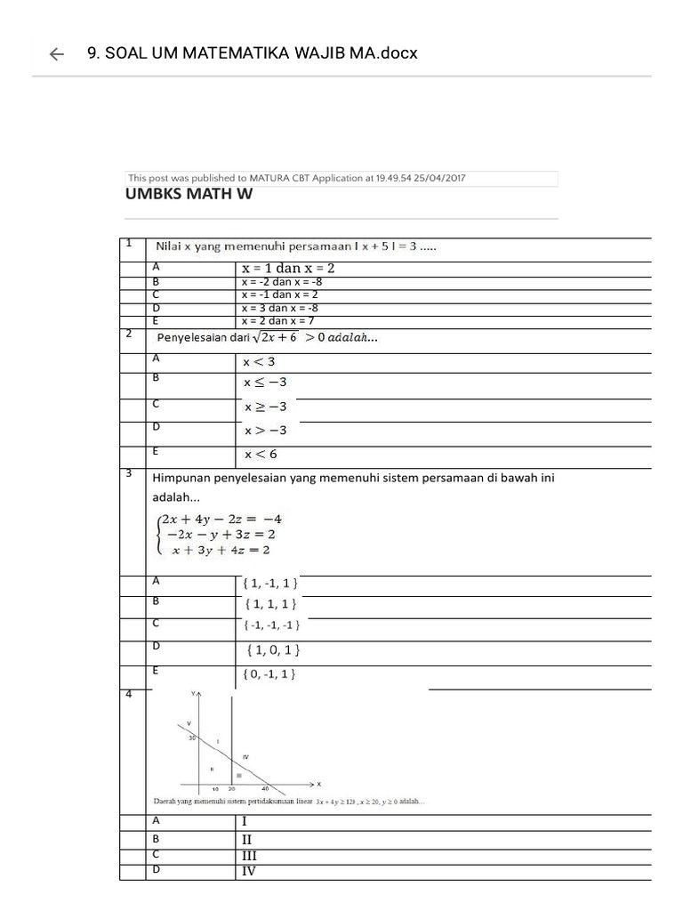 Soal UM Matematika MA 2025 | PDF