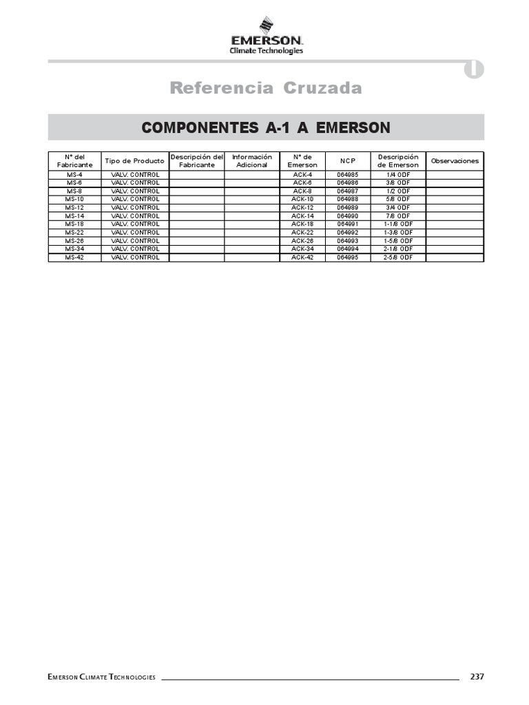 CROSS REFERENCE EMERSON_ COMPLETO PDF Ingeniería Termodinámica