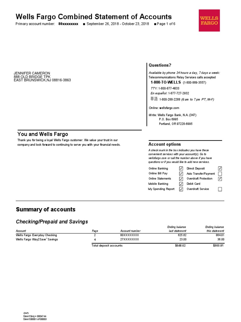 9. BANK STATMENT WELLS FARGO | PDF | Credit Card | Overdraft