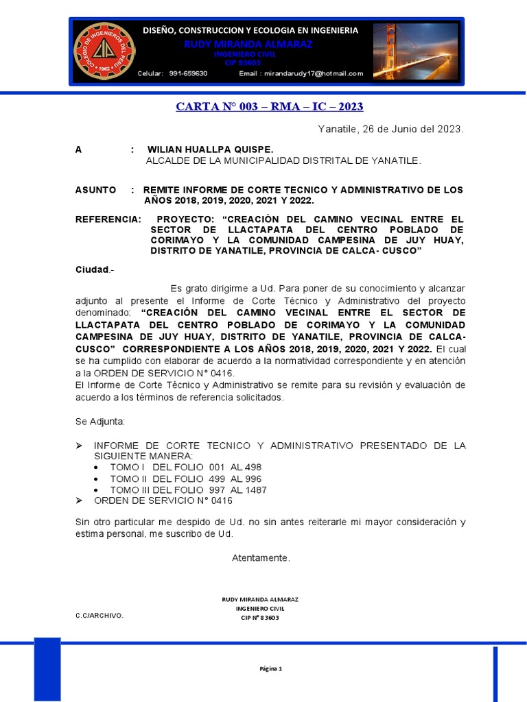 carta-003-entrega-de-infore-de-corte-tecnico-yanatile-pdf-ingenier-a