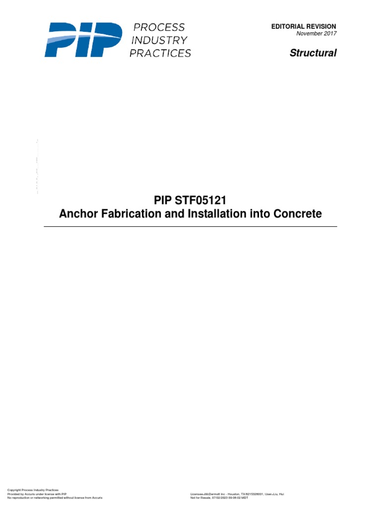 Pip STF05121 Anchor Bolt PDF Screw Building Engineering