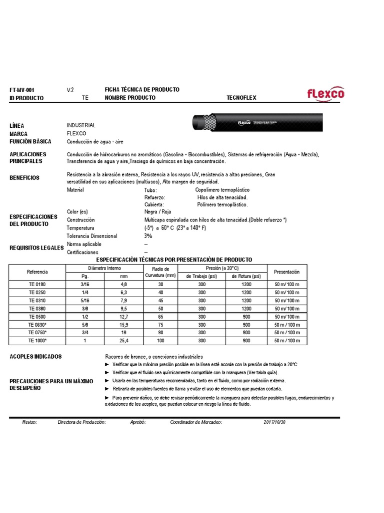 Ft mv 001 tecnoflex 2017 10 30 vs 2 pdf materiales qu mica