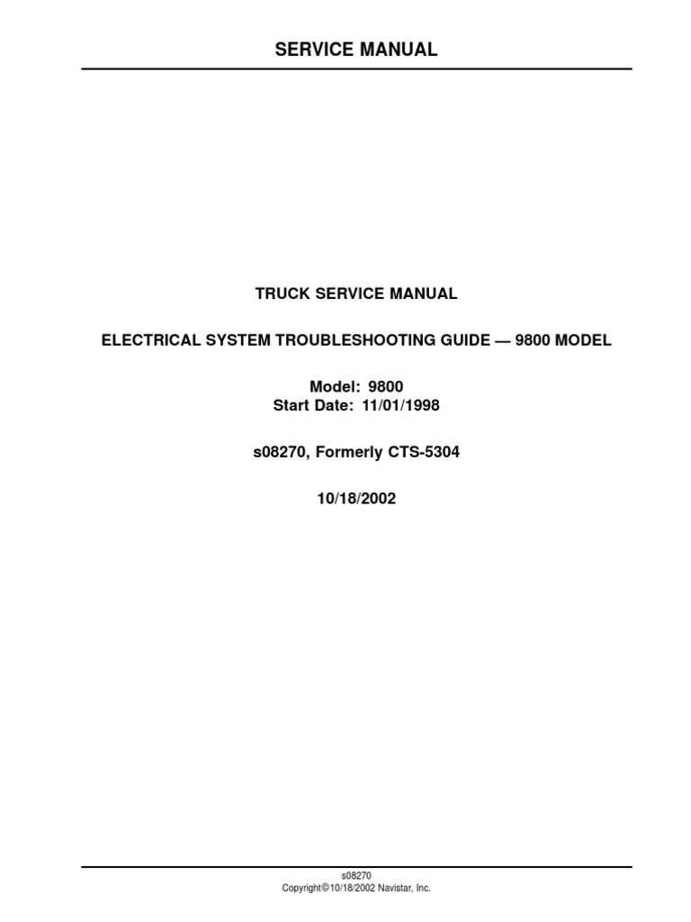 Electrical System Troubleshooting Guide 9800 | PDF | Fuse (Electrical