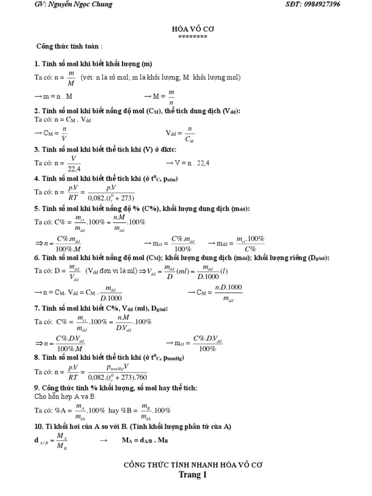 HÓA-VÔ-CƠ-LỚP-12 | PDF