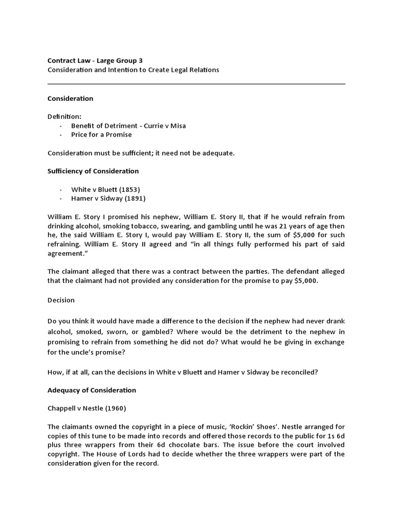 Contract Law - Large Group 3 | PDF | Consideration | Civil Law (Legal ...