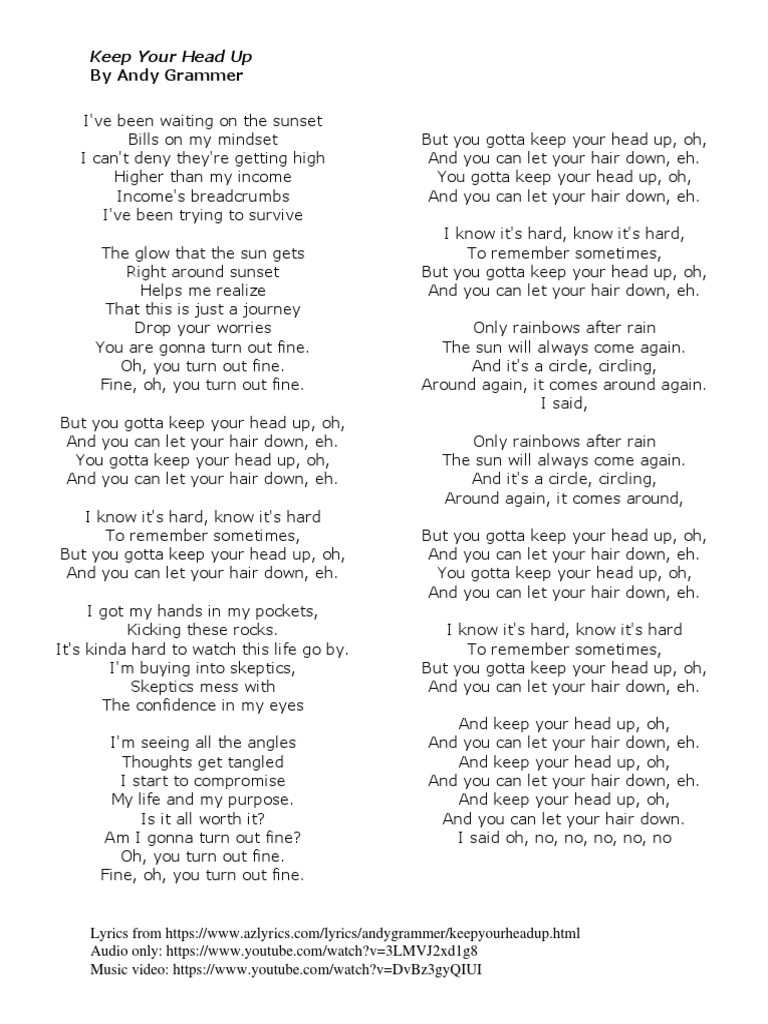 Keep your head up lyrics pdf