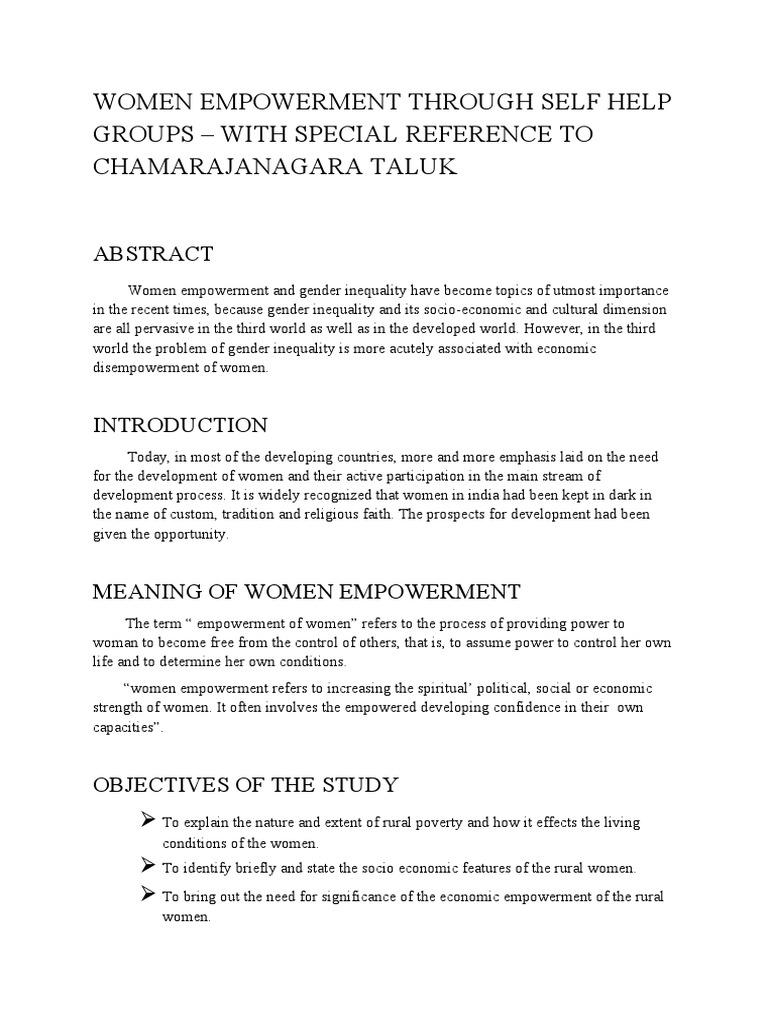 Women empowerment through self help groups pdf empowerment gender