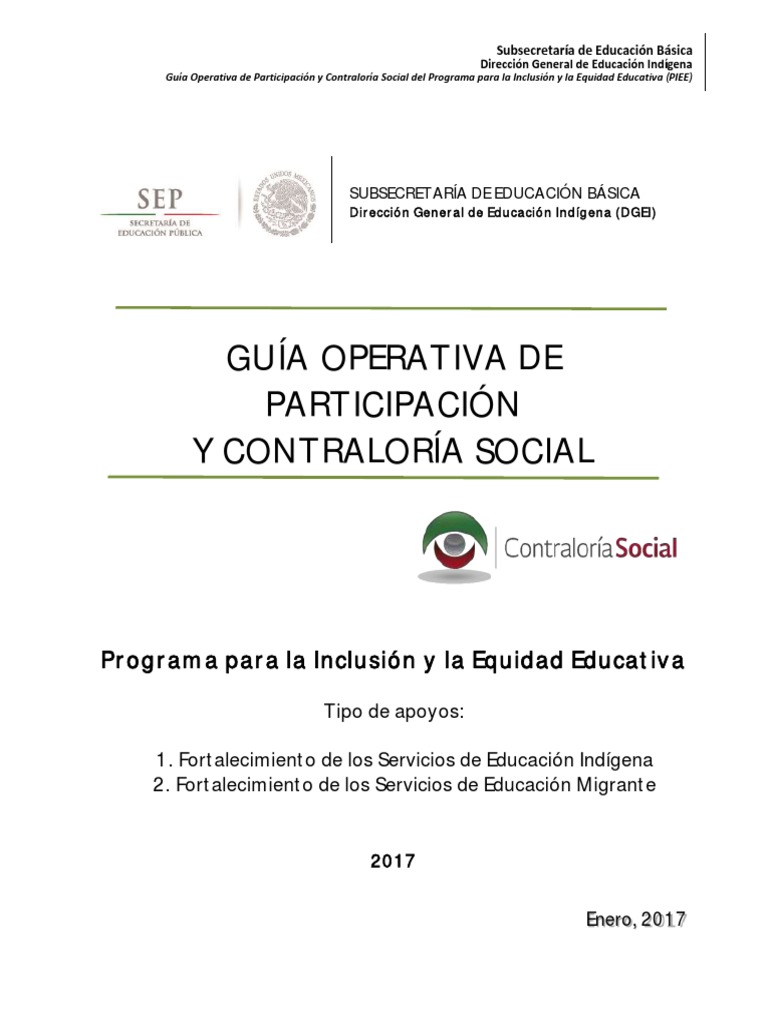 Guía Operativa - Piee | PDF | Inclusión (Educación) | Educación primaria