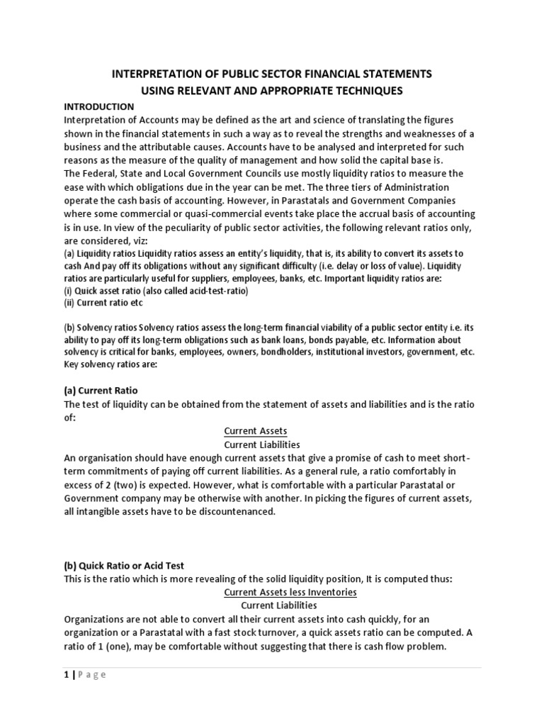 Interpretation of Public Sector Financial Statements | PDF | Revenue ...