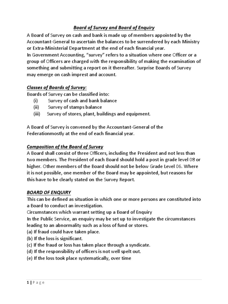 Board of Survey and Board of Enquiry | PDF | Governance | Justice