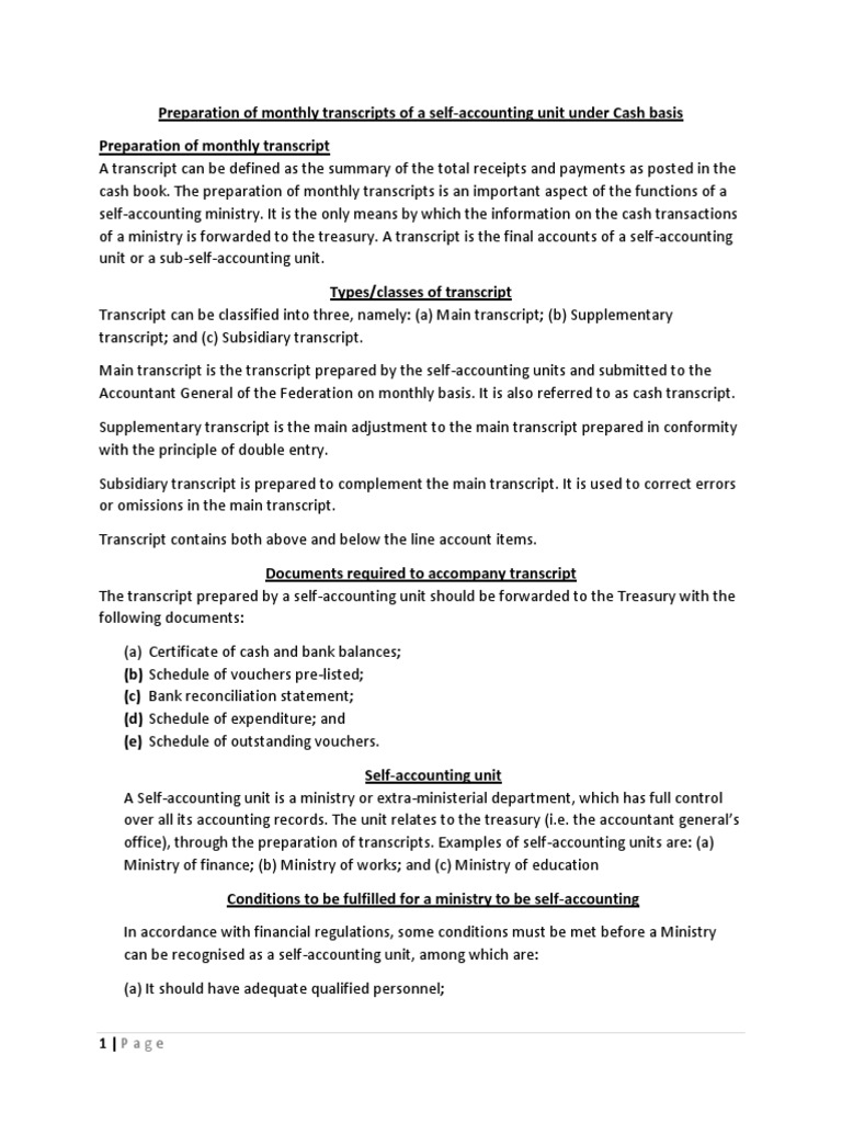 Preparation of Monthly Transcripts of A Self | PDF | Cash | Banks