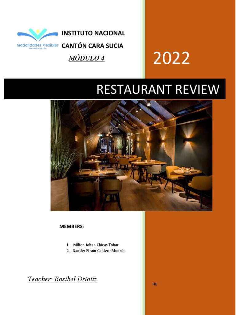 Proyecto De Ingles Modulo 4 Pdf Lunch Restaurants