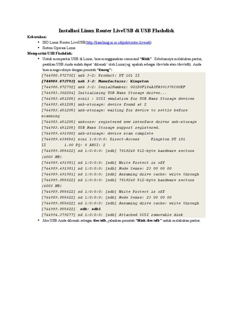 Instalasi Linux Router di Flashdisk Kingston | PDF | Griya & Taman
