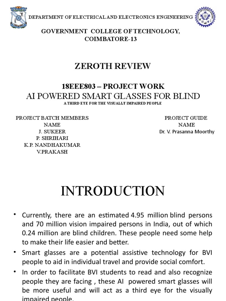 AI Smart Glasses for the Visually Impaired | PDF | Visual Impairment ...