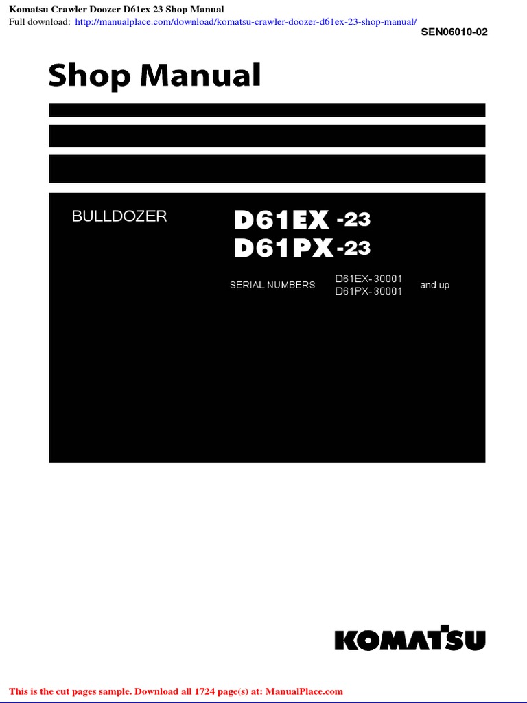 Komatsu Crawler Doozer D61ex 23 Shop Manual | PDF