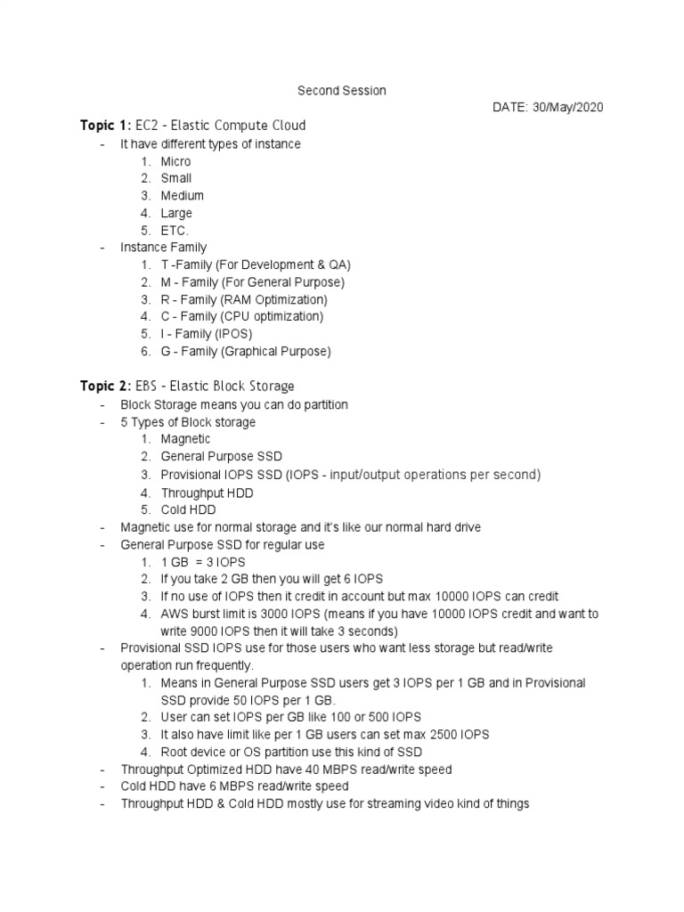 AWS Training Notes 30-May | PDF | Solid State Drive | Hard Disk Drive