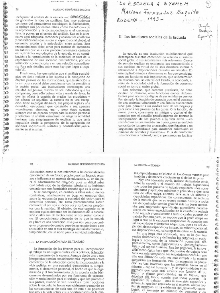 2. 2 FERNÁNDEZ ENGUITA, M. (1990) Cap. II. Las funciones sociales de la ...
