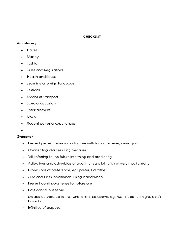 Checklist B1 PDF