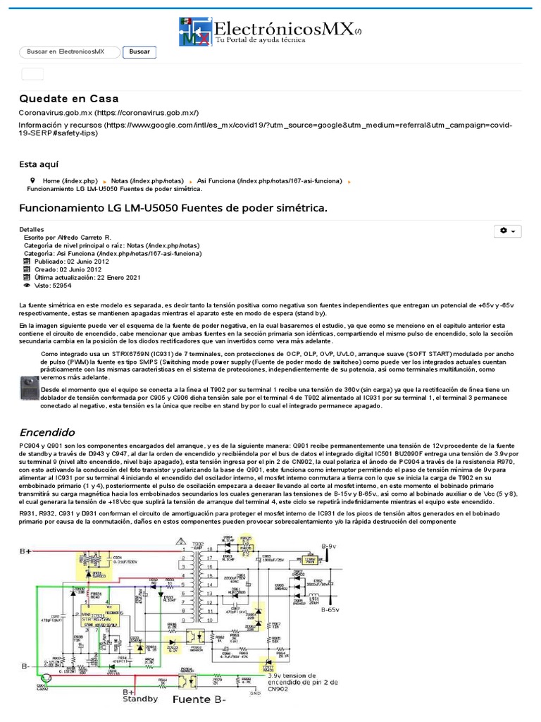 Funcionamiento LG LMU5050 Fuentes de poder simétrica_ PDF Mosfet