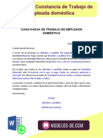 Constancia de Trabajo de Empleada Domestica