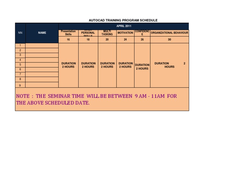 Training Break Down Schedule | PDF