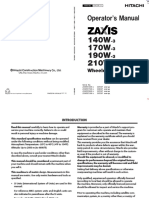 Hitachi Zaxis 140w 170w 190w 210w 3 Operators Manual