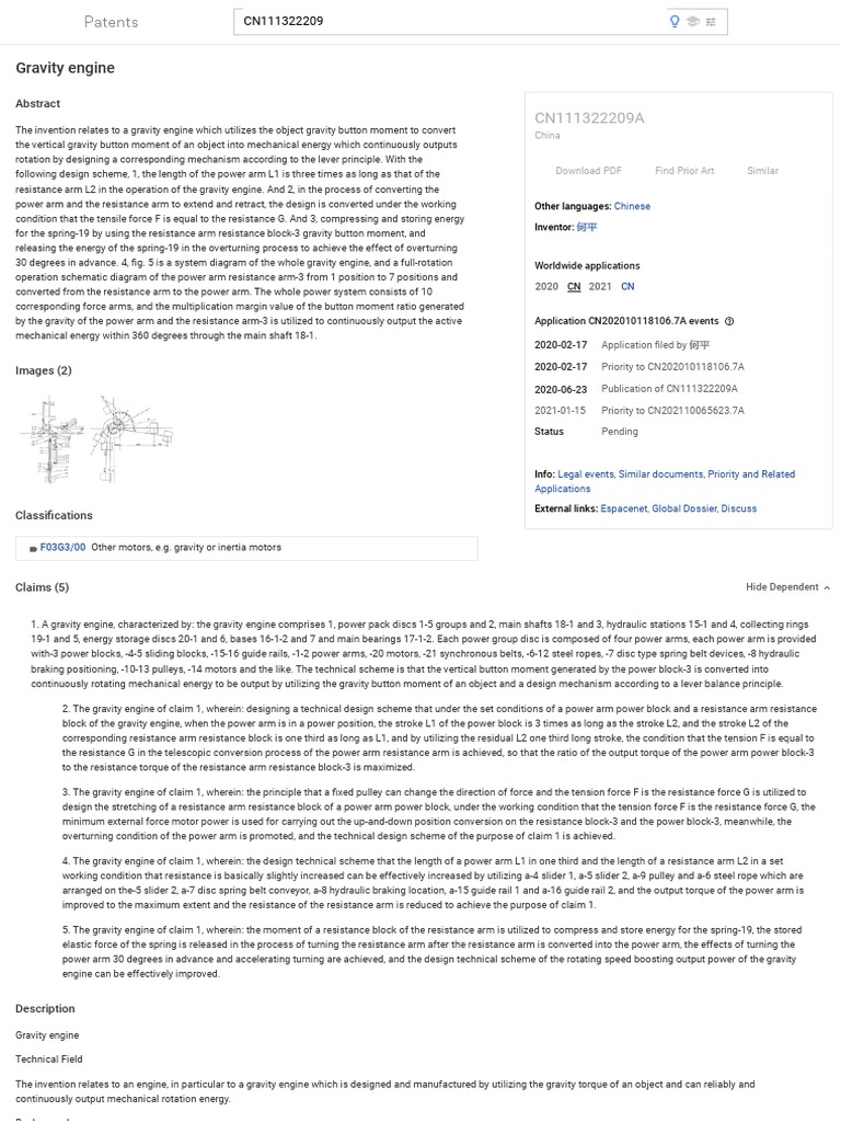 CN111322209A - Gravity Engine - Google Patents | PDF | Power (Physics ...