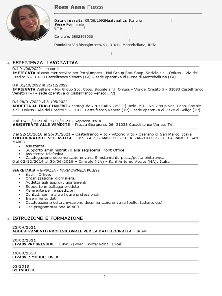 CV Fusco Rosa Anna | PDF