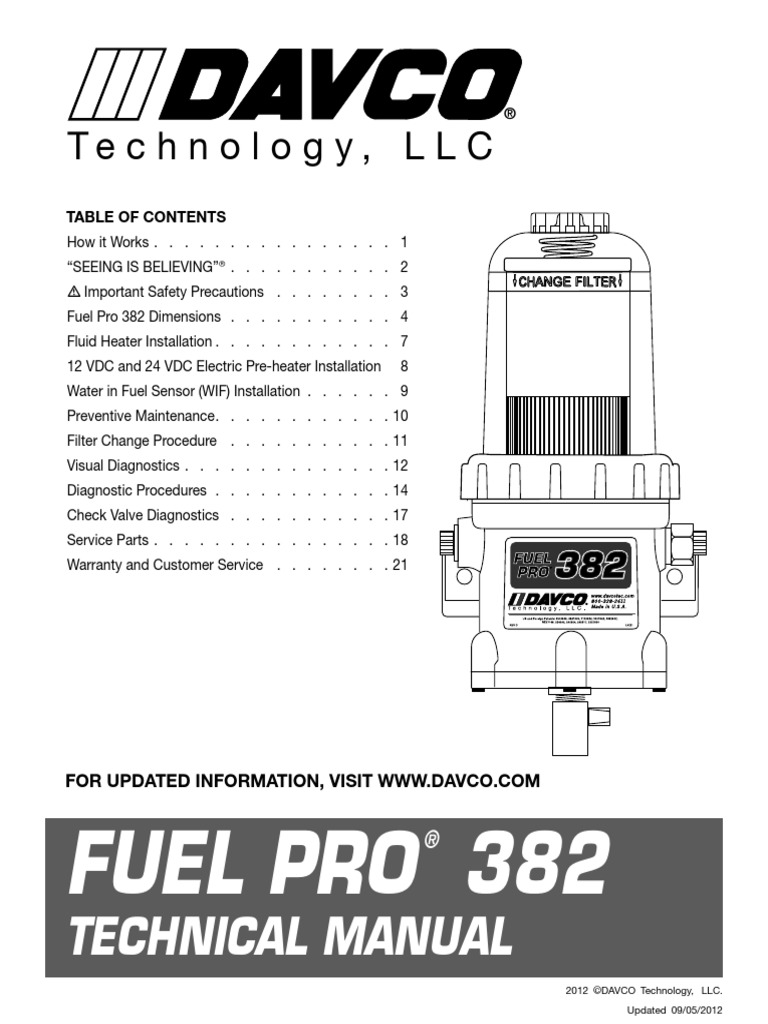 DAVCO 382 Fuel Filer Manual | PDF | Valve | Leak