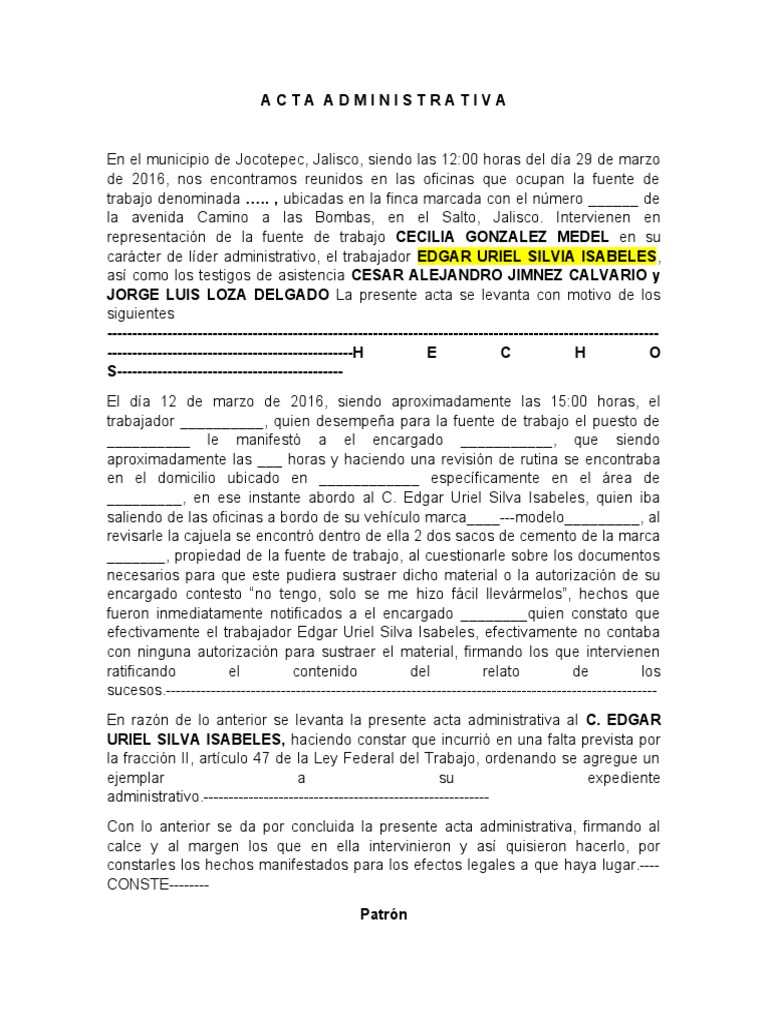Acta Administrativa Pdf