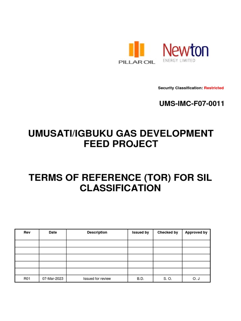 UMS-IMC-F07-0011 - Terms of Reference (ToR) For SIL Classification ...