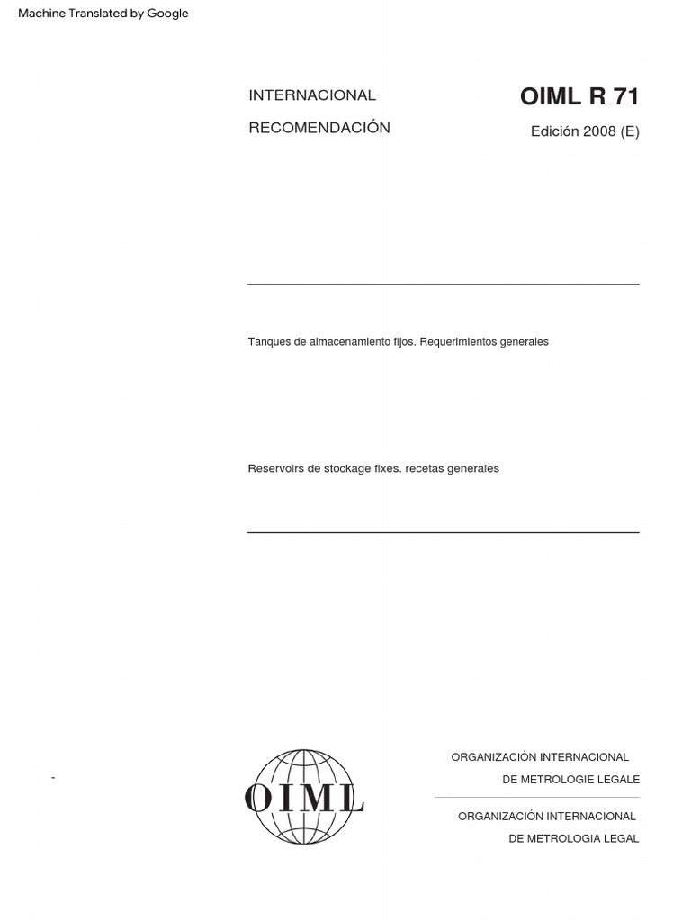 Requerimientos OIML R 71 para Tanques | PDF | Presión | Calibración