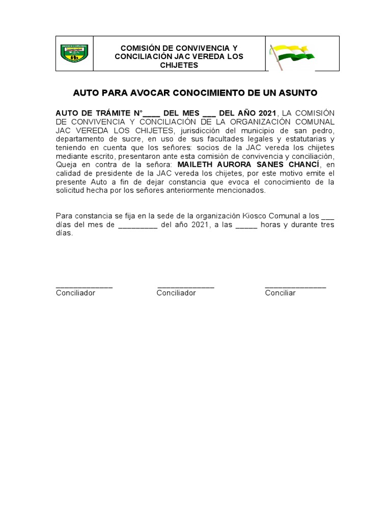 Auto para Avocar Conocimiento de Un Asunto 2 PDF