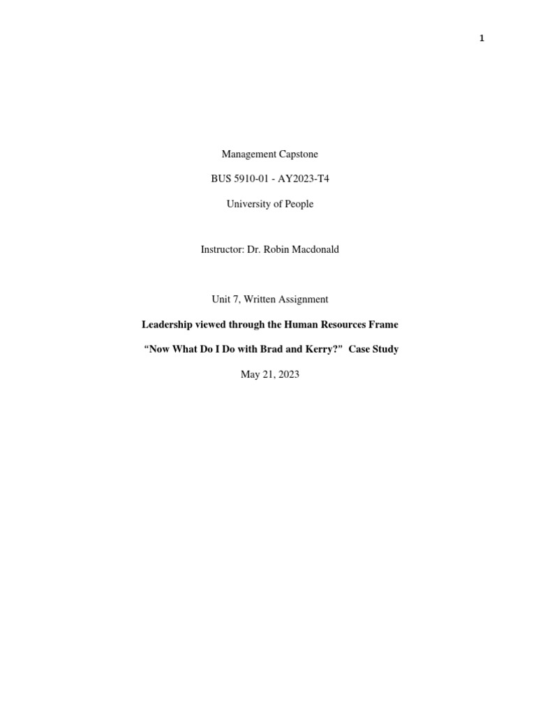 Management Capstone Unit7 Written Assignment Pdf Leadership